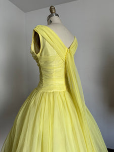 vintage 1960s yellow chiffon party dress {s}