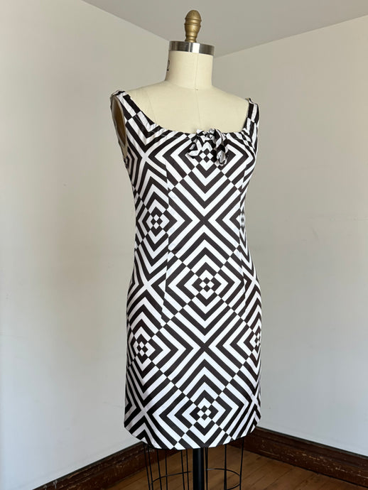 vintage 1960s psychedelic black and white dress {s/m}
