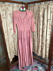 vintage 1940s pink Moire gown {xs}