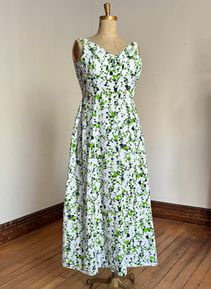 vintage 1970s Astrological Zodiac novelty maxi dress {XL}