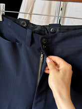 Load image into Gallery viewer, vintage 1940s navy blue slacks with watch pocket 32"W