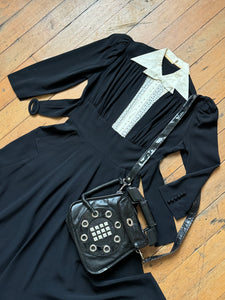 vintage 1930s black rayon dress {s}