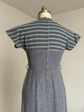 Load image into Gallery viewer, vintage 1950s grey multi-tone dress {m}