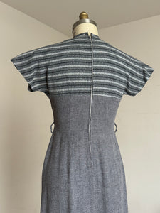 vintage 1950s grey multi-tone dress {m}