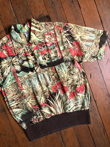vintage 1970s does 40s rayon gaucho pullover shirt