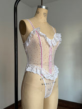 Load image into Gallery viewer, vintage 1980s little hearts bodysuit teddy lingerie {xs/s}