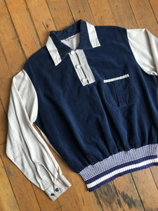 vintage 1940s two tone corduroy gaucho pullover shirt