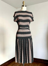 Load image into Gallery viewer, vintage 1940s rayon abstract print dress {xs}
