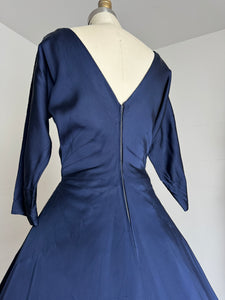 vintage 1950s navy evening dress {s}