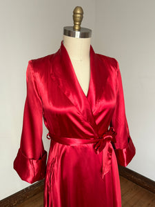 vintage 1940s liquid satin dressing gown robe {m}