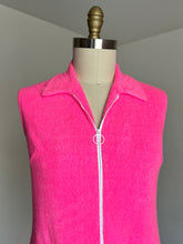 Load image into Gallery viewer, vintage 1960s pink terrycloth mini dress beach cover up {m-L}