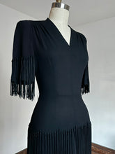 Load image into Gallery viewer, vintage 1940s black tassel dress {xs}