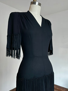 vintage 1940s black tassel dress {xs}