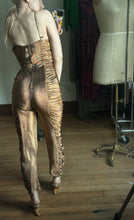 Load image into Gallery viewer, vintage 1980s Frederick’s of Hollywood gold jumpsuit {s}