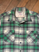 Load image into Gallery viewer, vintage 1950s green plaid long sleeve shirt