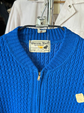 Load image into Gallery viewer, DEADSTOCK vintage 1940s royal blue knit cardigan zip up sweater