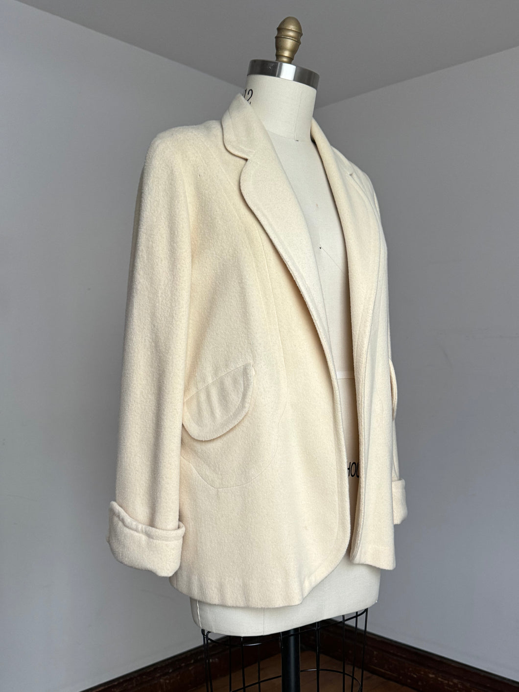 vintage 1950s cream cropped swing coat {up to XL}