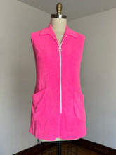 Load image into Gallery viewer, vintage 1960s pink terrycloth mini dress beach cover up {m-L}