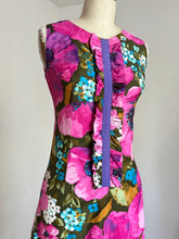 Load image into Gallery viewer, vintage 1960s pink flora maxi dress {xs}