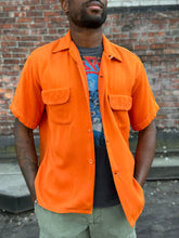 Load image into Gallery viewer, vintage 1950s orange rayon shirt