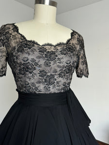 vintage 1950s lace top party dress {m}