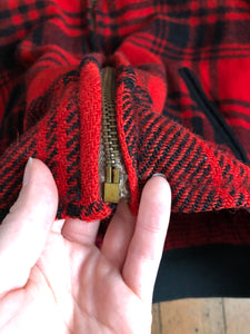 vintage 1950s red wool plaid Ricky cropped jacket
