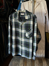 Load image into Gallery viewer, vintage 1950s long sleeve shadow plaid shirt - loop collar