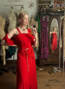 vintage 1940s red gown set {m}