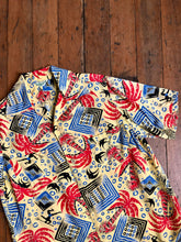 Load image into Gallery viewer, vintage 1940s novelty print Hawaiian rayon shirt