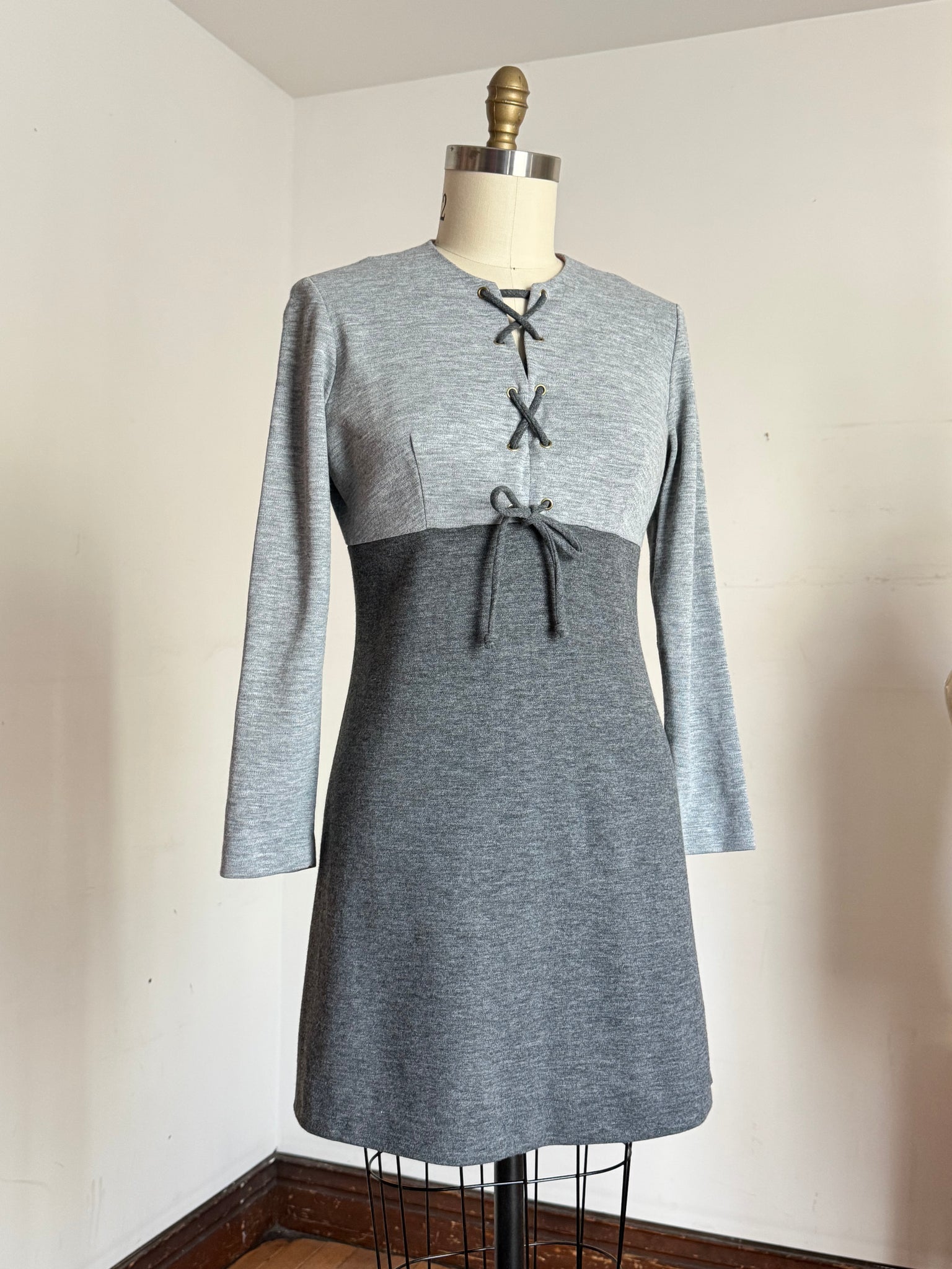 vintage 1960s grey lace up mini dress {L} Trunk of Dresses vintage 1960s grey lace up mini dress {L} Trunk of Dresses