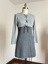 Load image into Gallery viewer, vintage 1960s grey lace up mini dress {L}