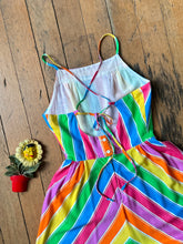 Load image into Gallery viewer, vintage 1970s rainbow sun dress {xs}