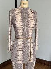 Load image into Gallery viewer, vintage 1960s snakeskin pant set tunic mini dress and pant set {xs}
