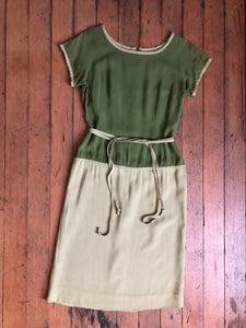 vintage 1950s two tone green dress {s/m}