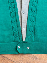 Load image into Gallery viewer, vintage 1950s 60s green knit cardigan sweater jacket
