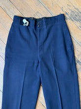 Load image into Gallery viewer, vintage 1940s navy blue slacks with watch pocket 32"W