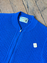 Load image into Gallery viewer, DEADSTOCK vintage 1940s royal blue knit cardigan zip up sweater