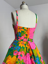 Load image into Gallery viewer, vintage 1960s pink floral Hawaiian sun dress {s-m}