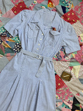 Load image into Gallery viewer, vintage 1930s 40s striped cotton dress {s/m}