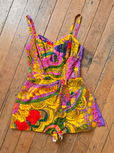 Load image into Gallery viewer, vintage 1960s floral pink Hawaiian sarong romper {s-m}