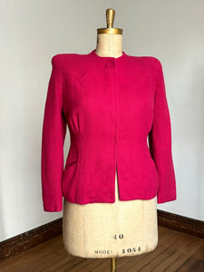 vintage 1940s fuchsia pink wool jacket {XXL}