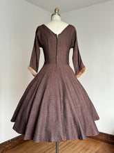 Load image into Gallery viewer, vintage 1950s party dress w/ faux fur cuffs {s}