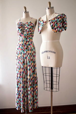 vintage 1930s gown and jacket set