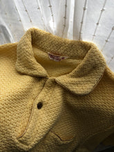 Load image into Gallery viewer, vintage 1950s yellow knit pullover polo shirt