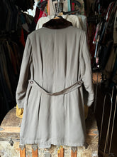 Load image into Gallery viewer, vintage 1940s double breasted quilted lined overcoat with half belt