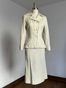 vintage 1940s cream wool suit {xxs}