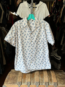 vintage 1950s cotton button up shirt - loop collar