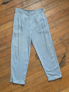 vintage 1950s blue rayon slacks 32" waist