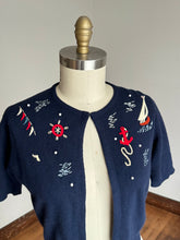Load image into Gallery viewer, vintage 1950s cashmere Nautical cardigan {s-m}