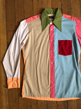 Load image into Gallery viewer, vintage 1970s color block long sleeve shirt